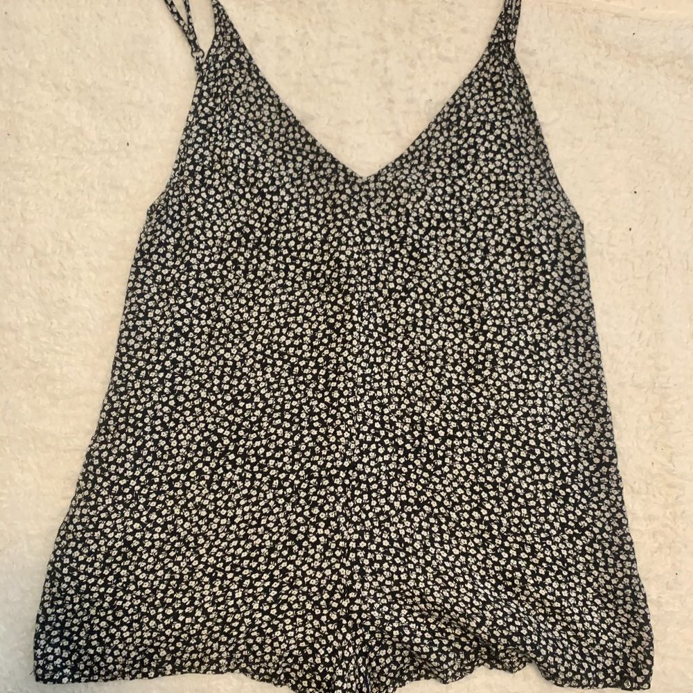 Floral black and white romper